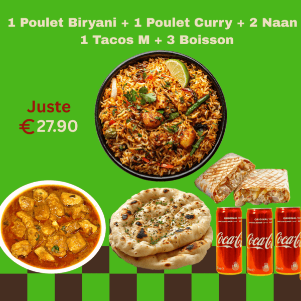 Poulet, Tacos, Naan Combo
